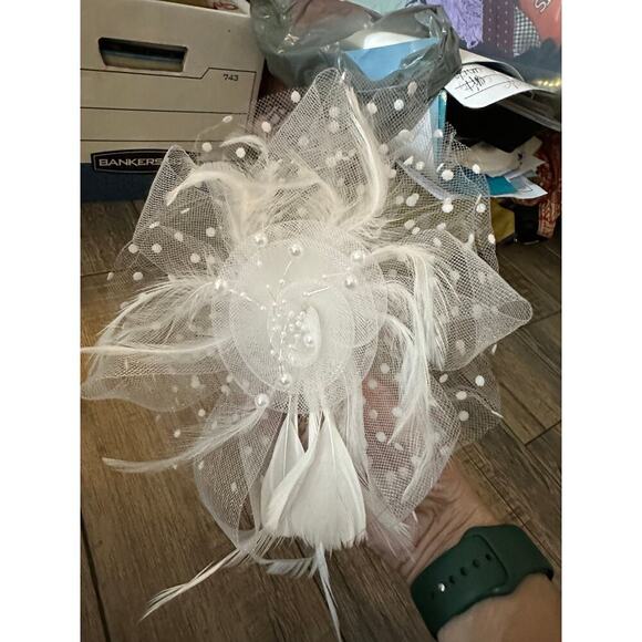 Vintage 80s headpiece veal bridal wedding hairpiece clip main image 5